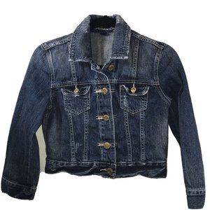 - American Eagle Distressed Crop Jean Jacket